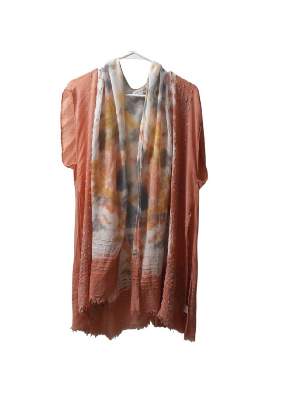 Vintage Woven Heart Womens Kimono Cardigan One Size Multicolor Tie Dye - Picture 2 of 6